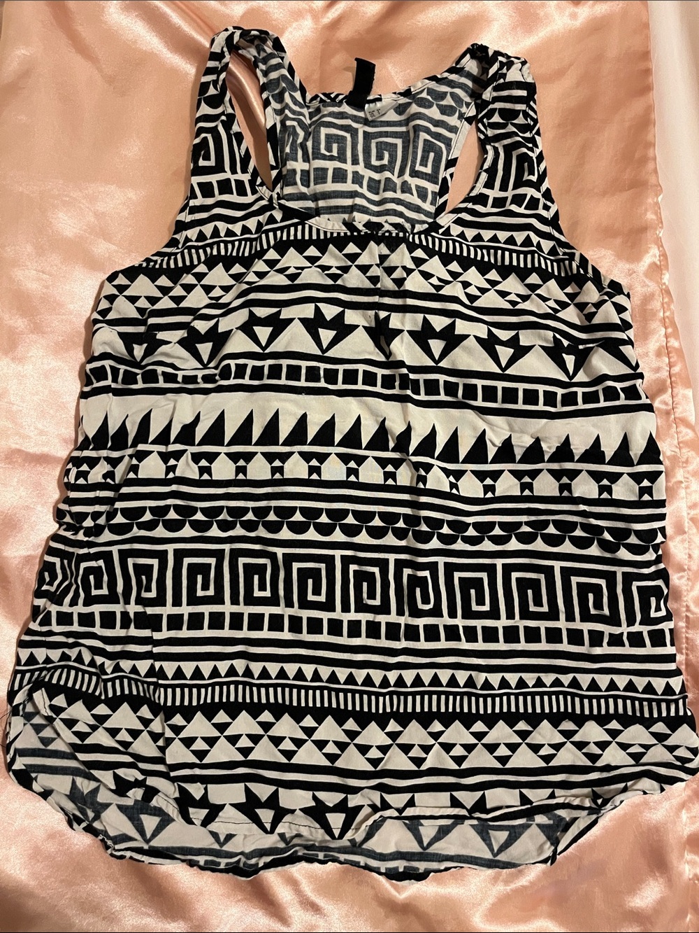 H&M Black & White Geometric Racerback Tank Top